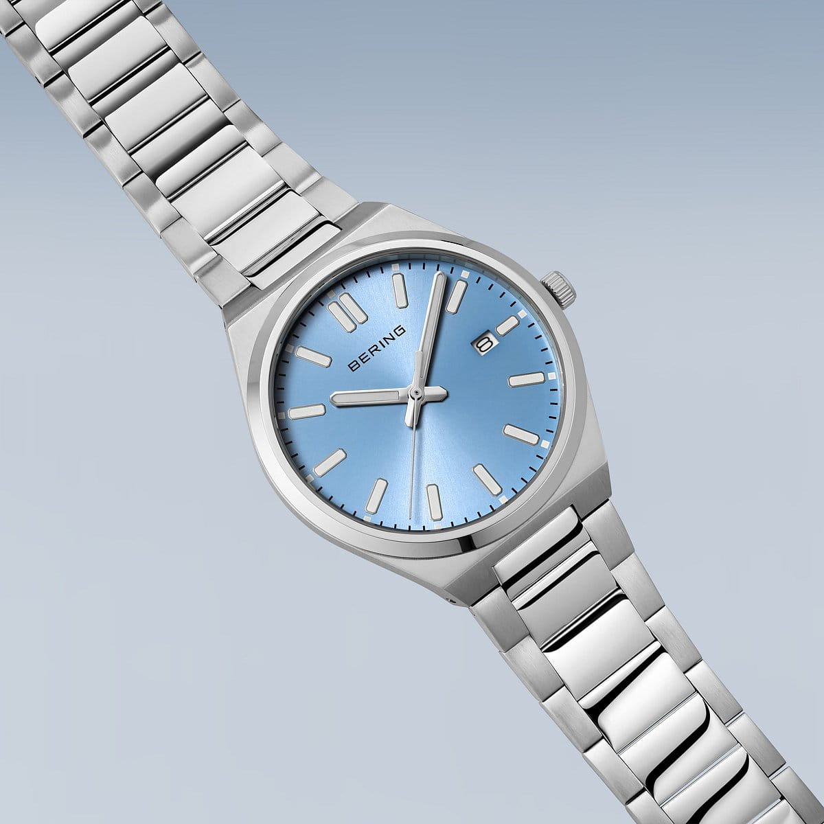 BERING Blue Dial, Integrated Bracelet Watch 17639-707