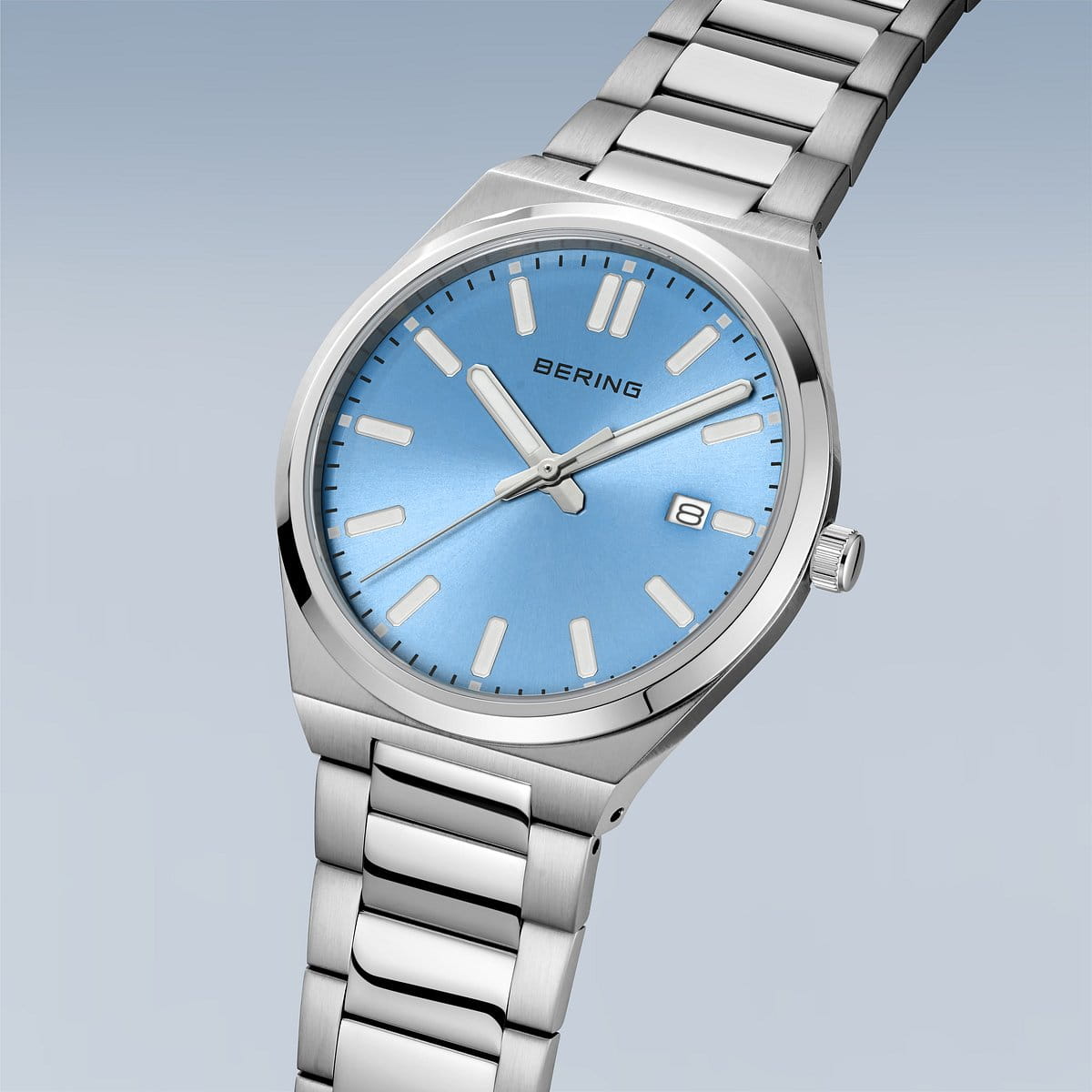 BERING Blue Dial, Integrated Bracelet Watch 17639-707