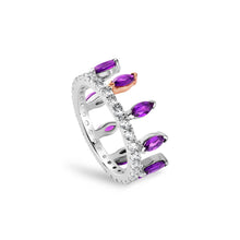 Load image into Gallery viewer, Clogau® Celebration Sterling Silver Crown Ring with Amethysts & Topaz