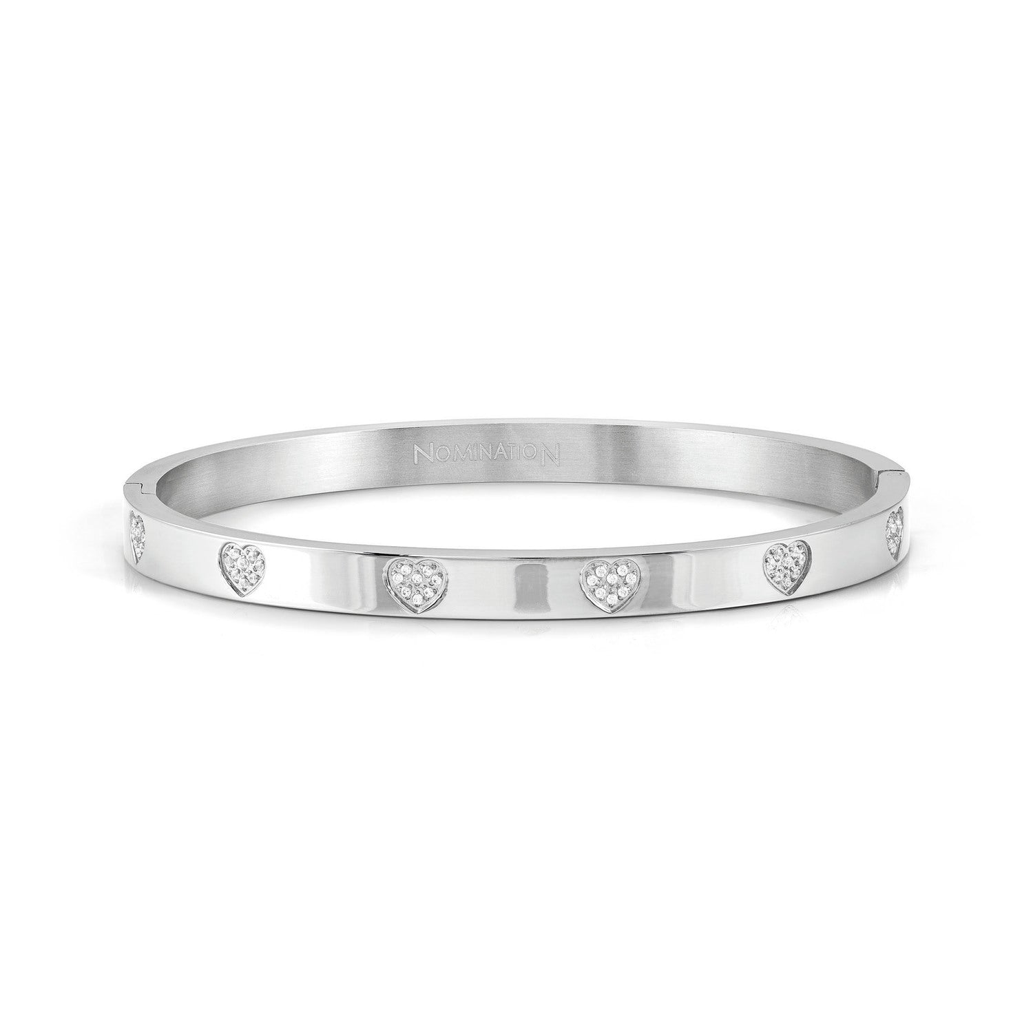 PRETTY BANGLES bracelet in steel and cz PAVE Heart