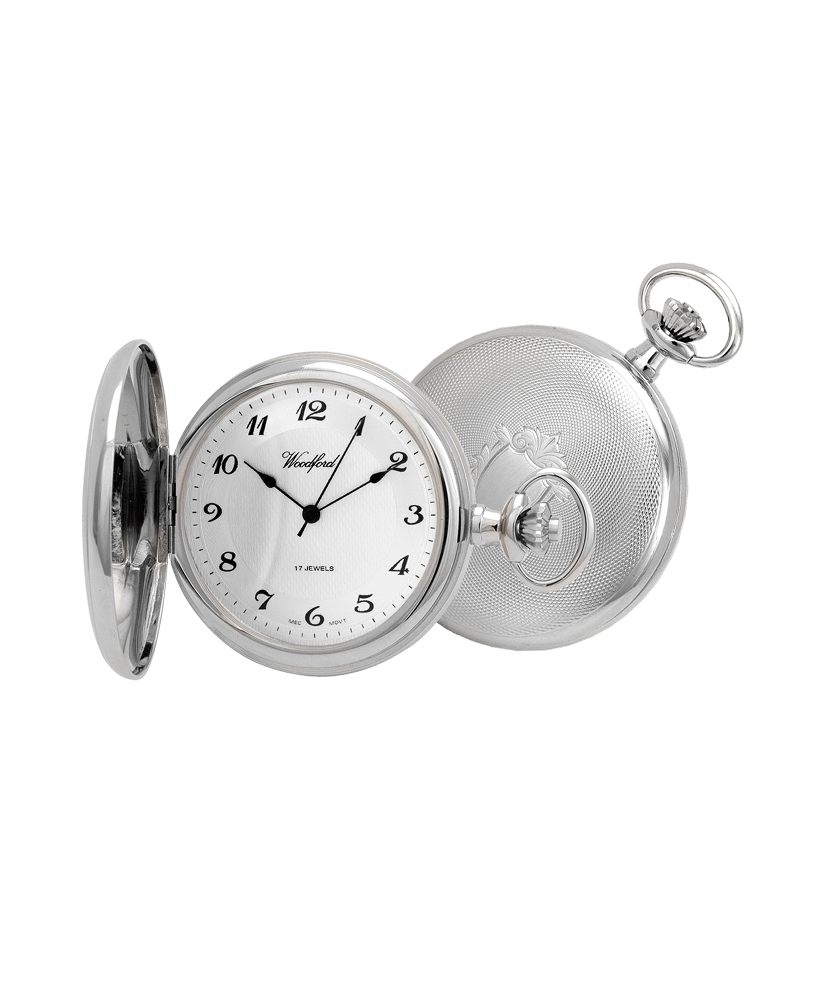 Woodford Mechanical Chrome Plated Full Hunter Pocket Watch