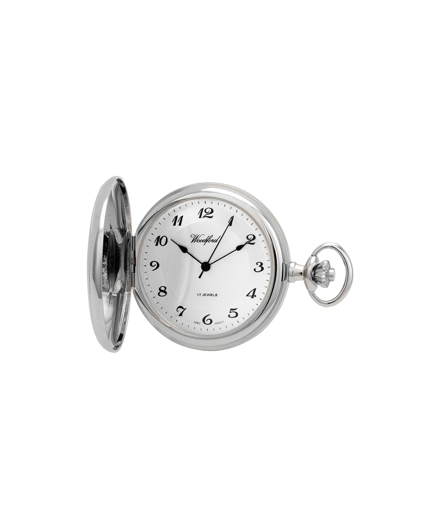 Woodford Mechanical Chrome Plated Full Hunter Pocket Watch