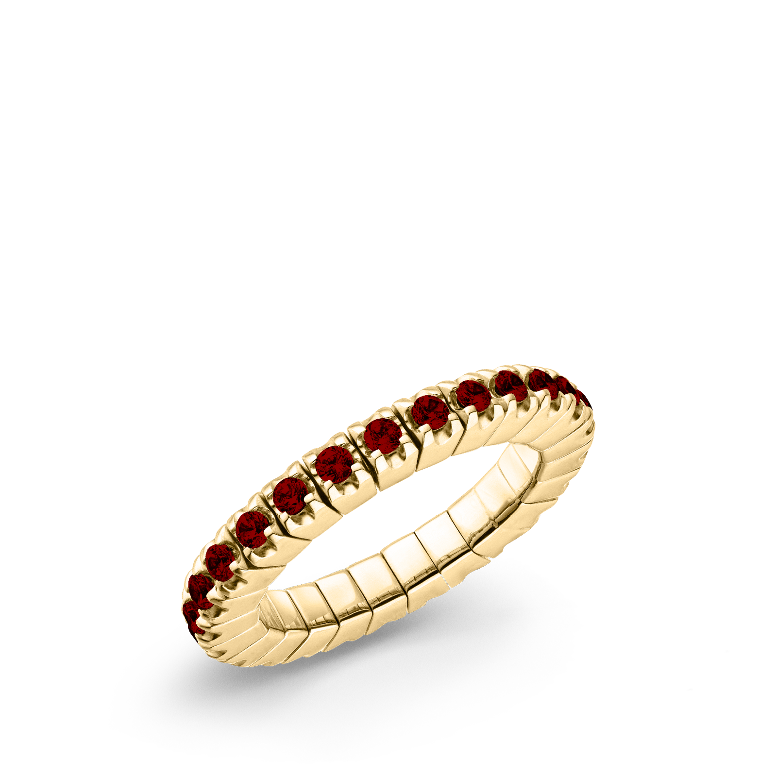 Dazzling Colour Flex ring 2mm Garnet 925 Gold Plated