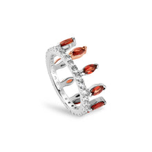 Load image into Gallery viewer, Clogau® Celebration Sterling Silver Crown Ring with Red Garnet & Topaz