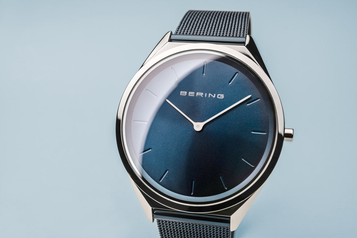 BERING Ultra Slim Blue and Silver Watch 17039-307