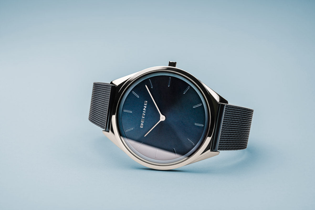 BERING Ultra Slim Blue and Silver Watch 17039-307