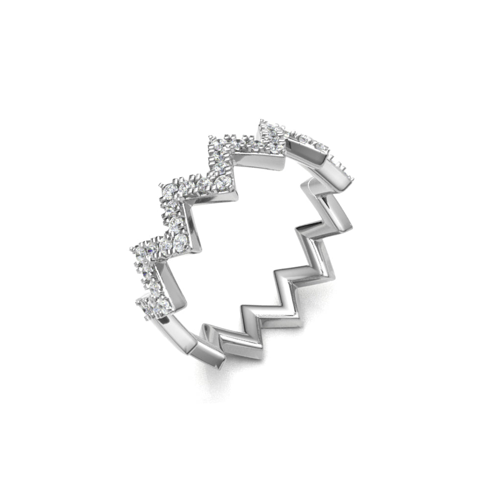 18ct White Gold Diamond Z Shape Band