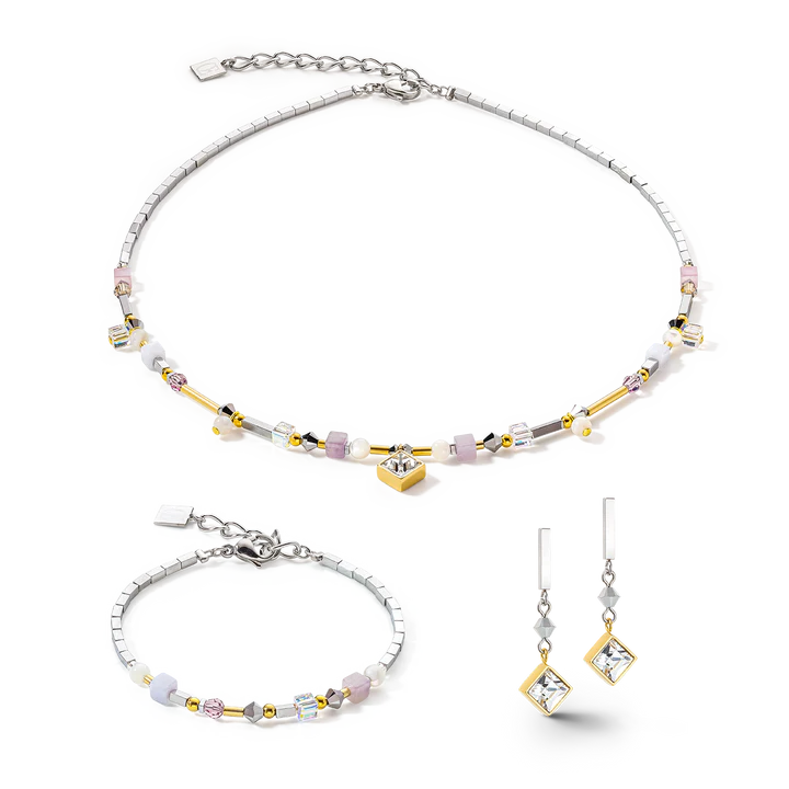 Brilliant Square Precious Necklace Multicolour Romantic Pastel