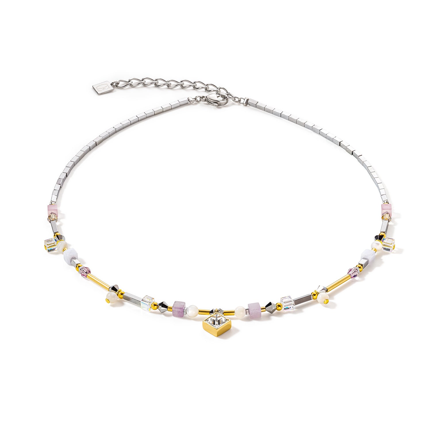 Brilliant Square Precious Necklace Multicolour Romantic Pastel