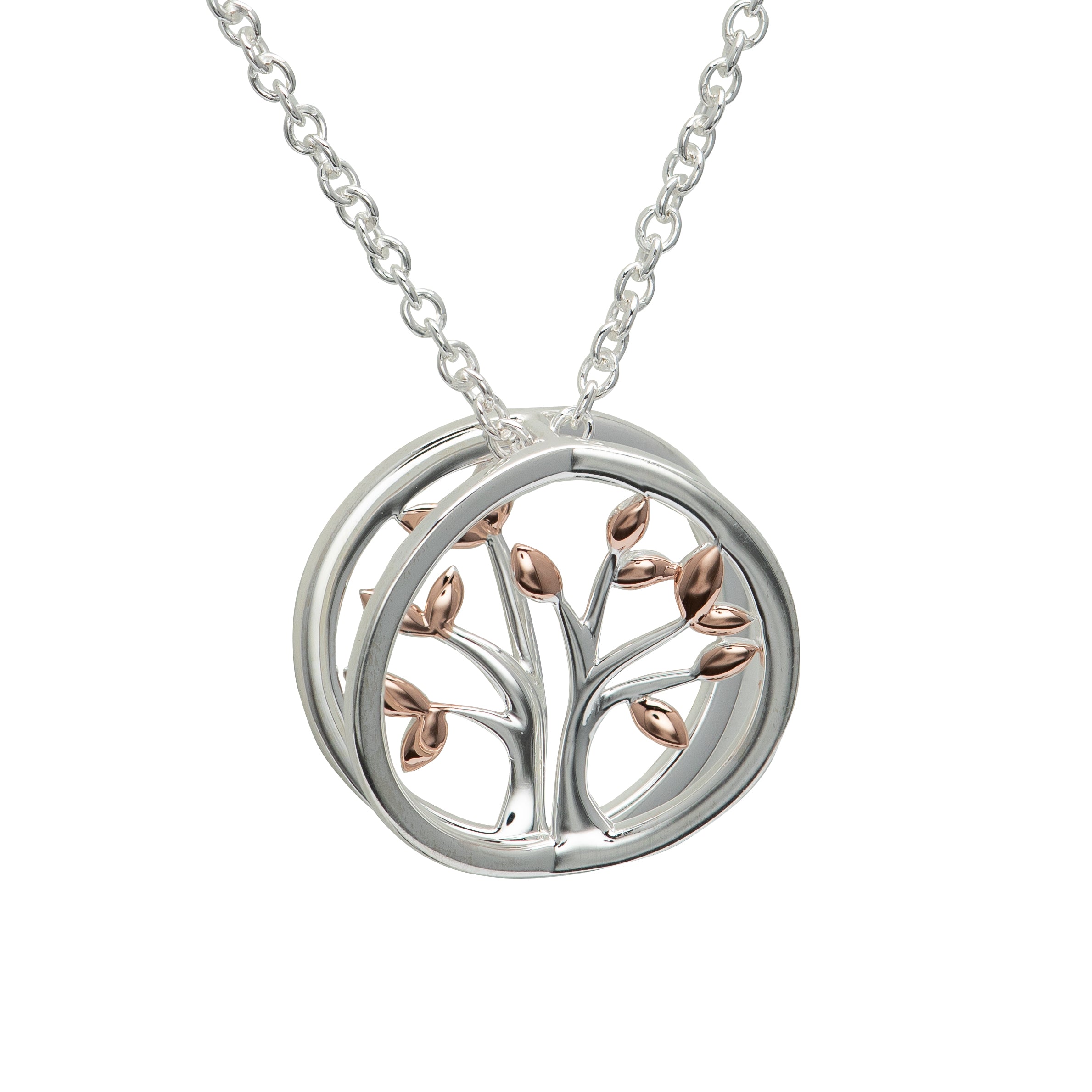 Silver and Rose Gold Tree of life with Chain MK-819RG