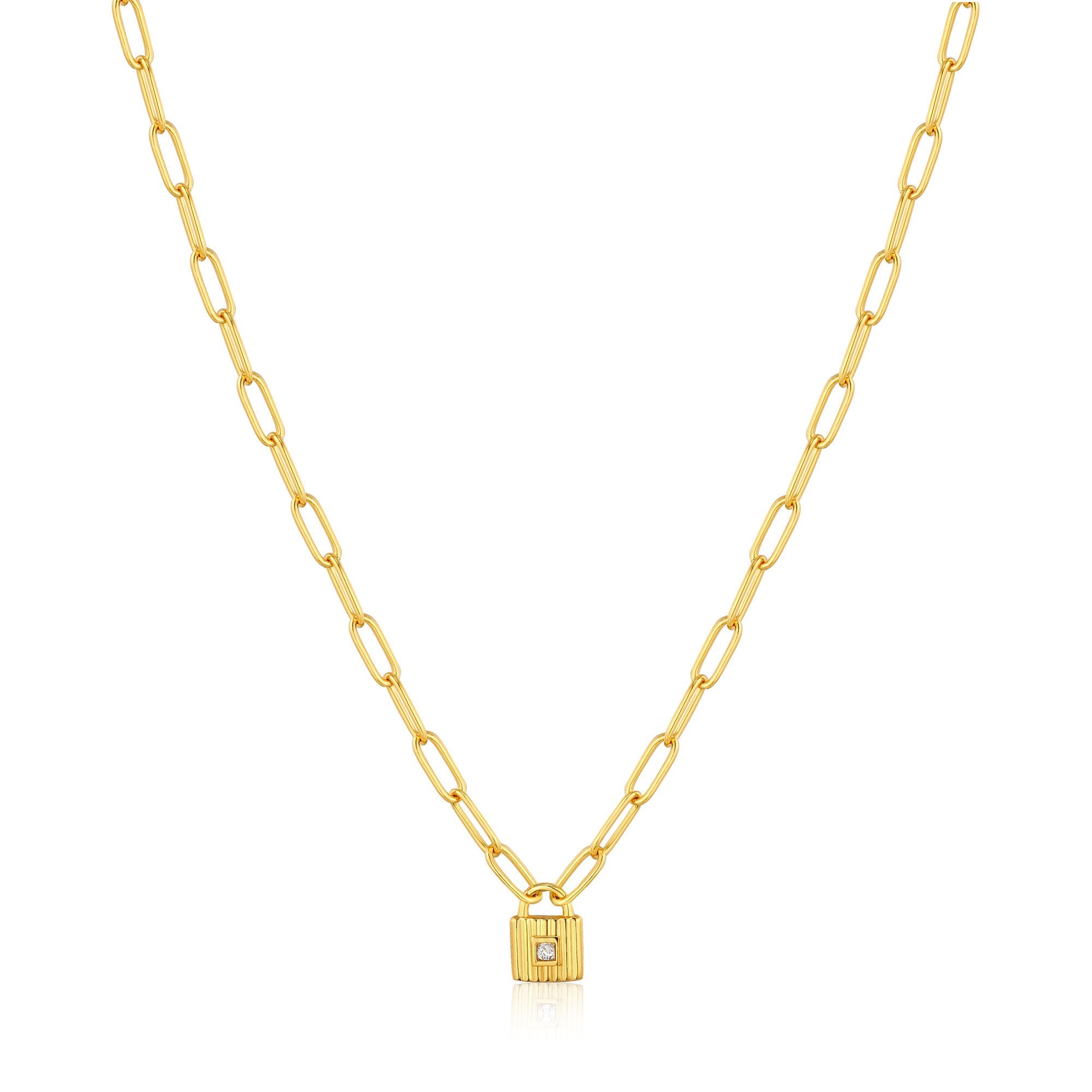 Gold Chunky Chain Padlock Necklace N032-01G