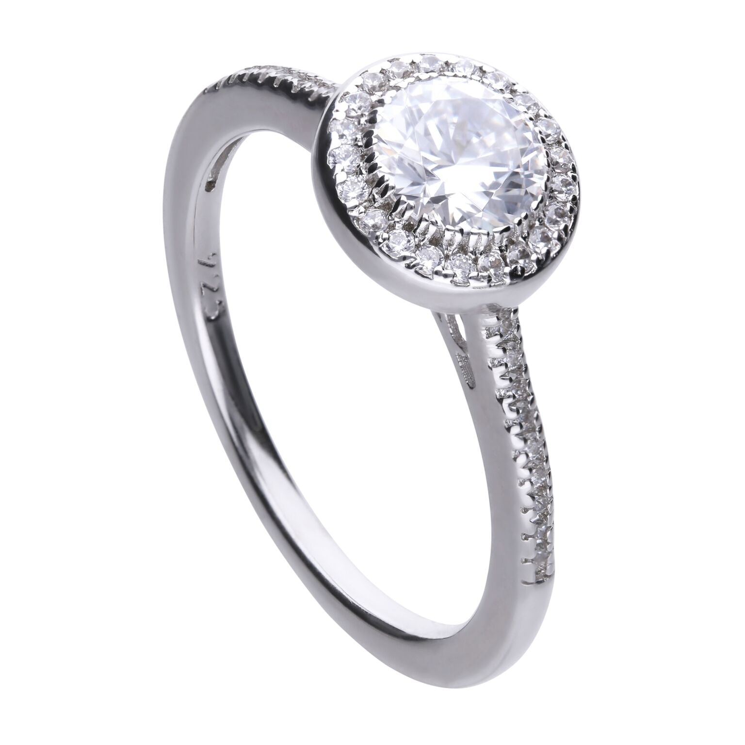 Round Pave Set Zirconia Halo Ring R3616
