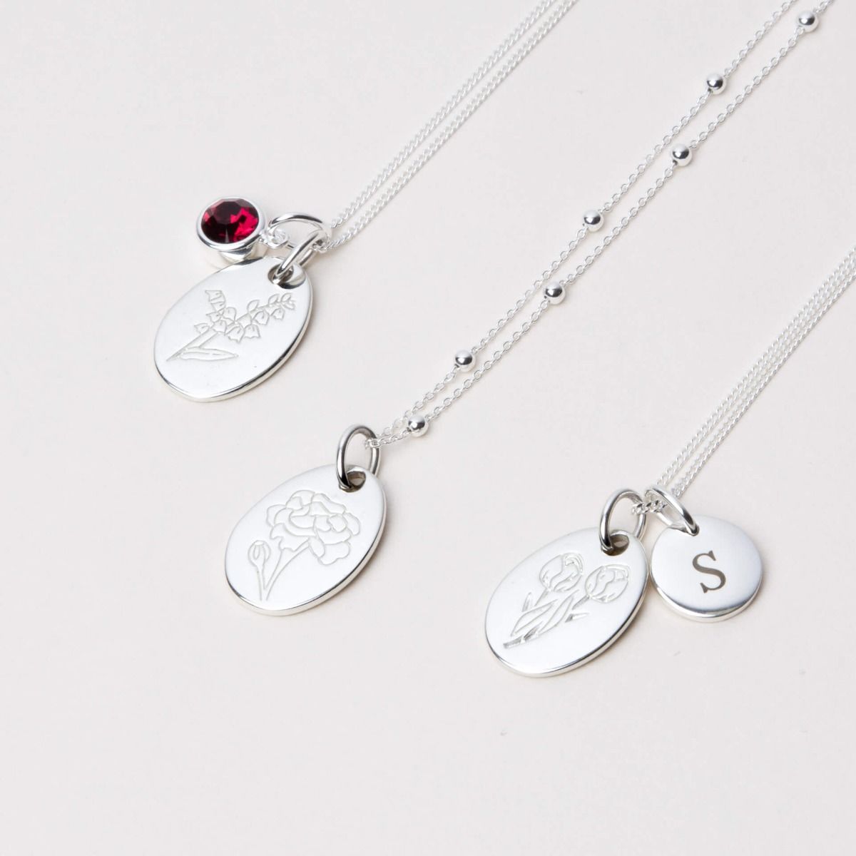 Silver Crystal Birthstone Pendants