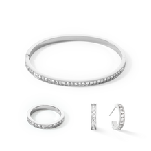 Load image into Gallery viewer, Bangle stainless steel &amp; crystals silver crystal
