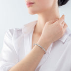 Bangle stainless steel & crystals silver crystal