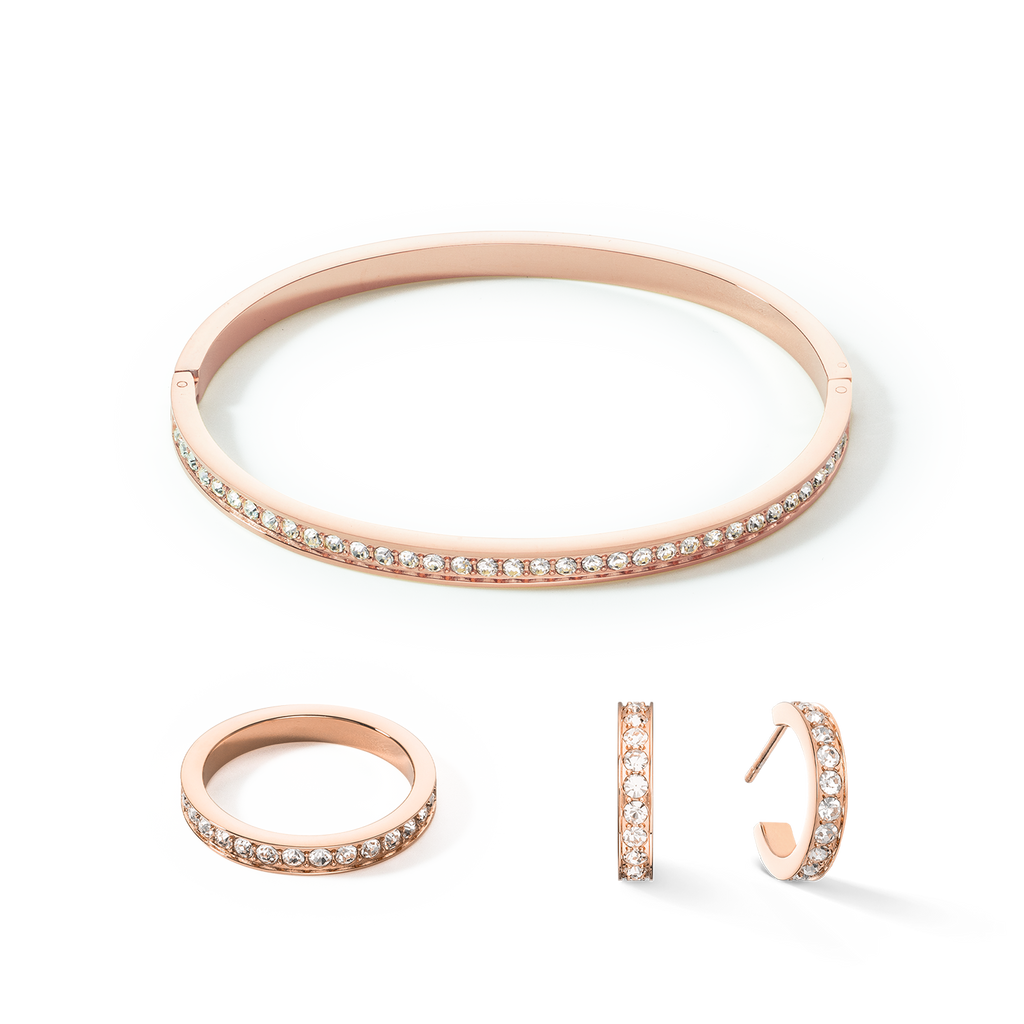 Bangle stainless steel & crystals rose gold crystal