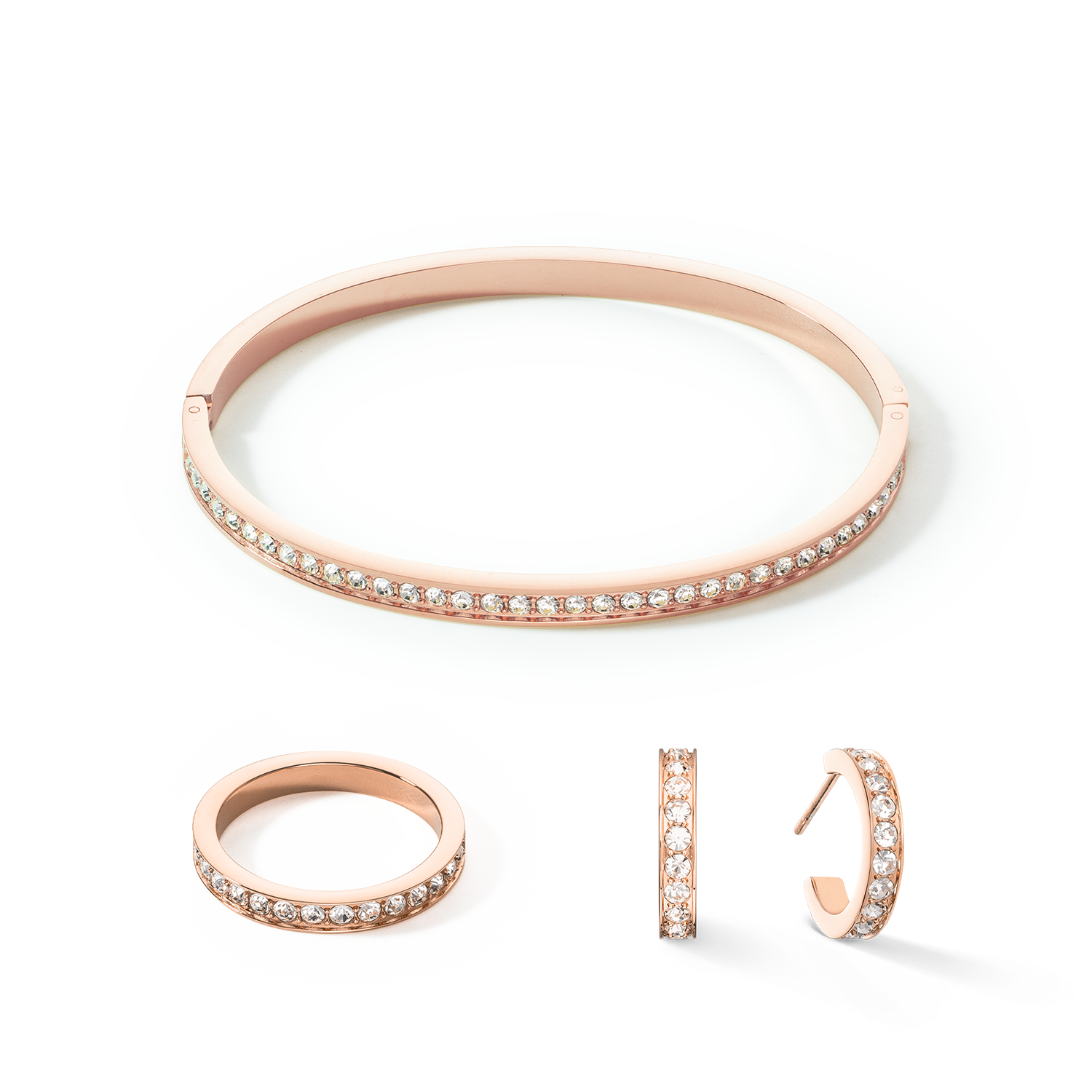 Bangle stainless steel & crystals rose gold crystal