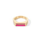 Ring Square Stripes Gold-Pink