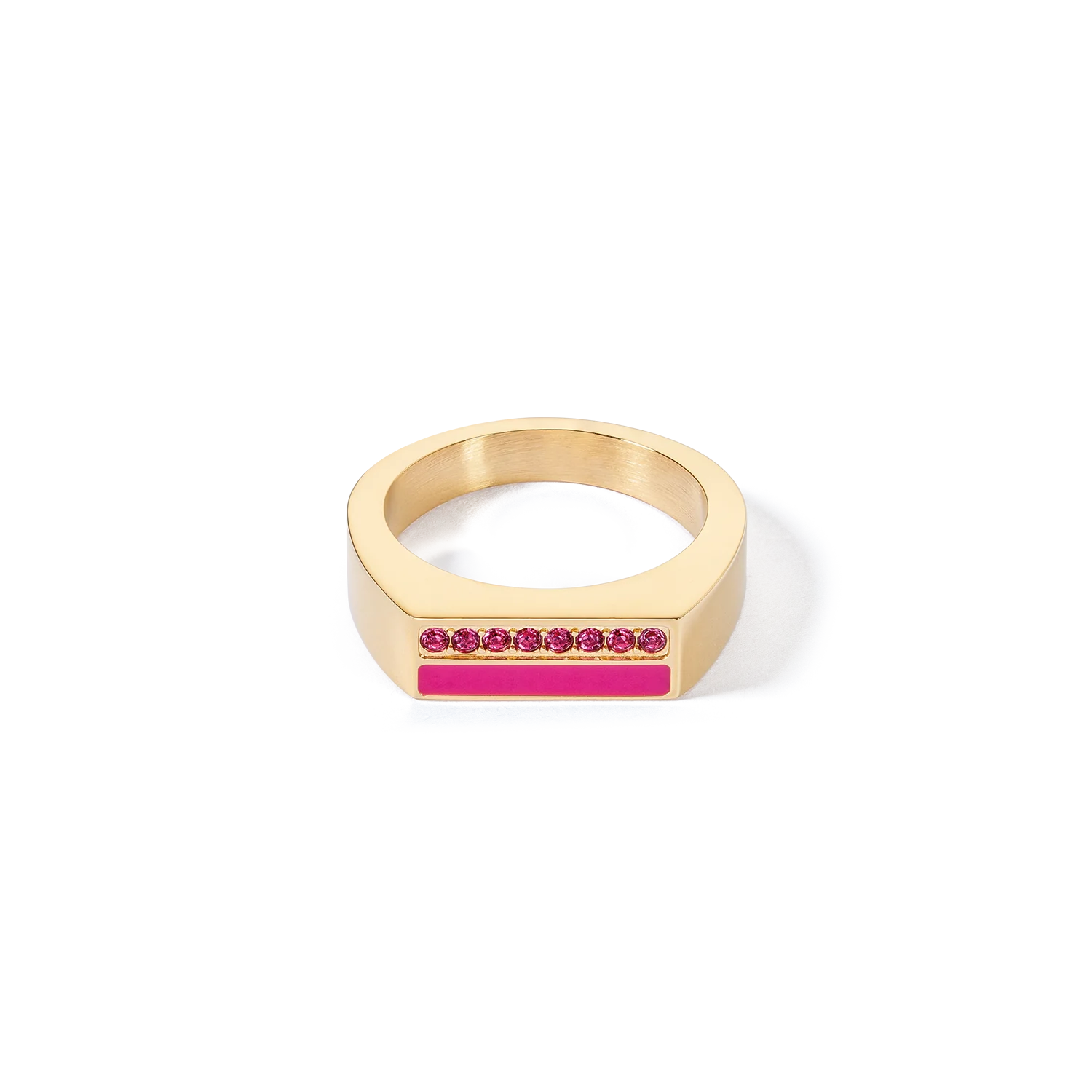 Ring Square Stripes Gold-Pink