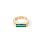 Ring Square Stripes Gold-Green