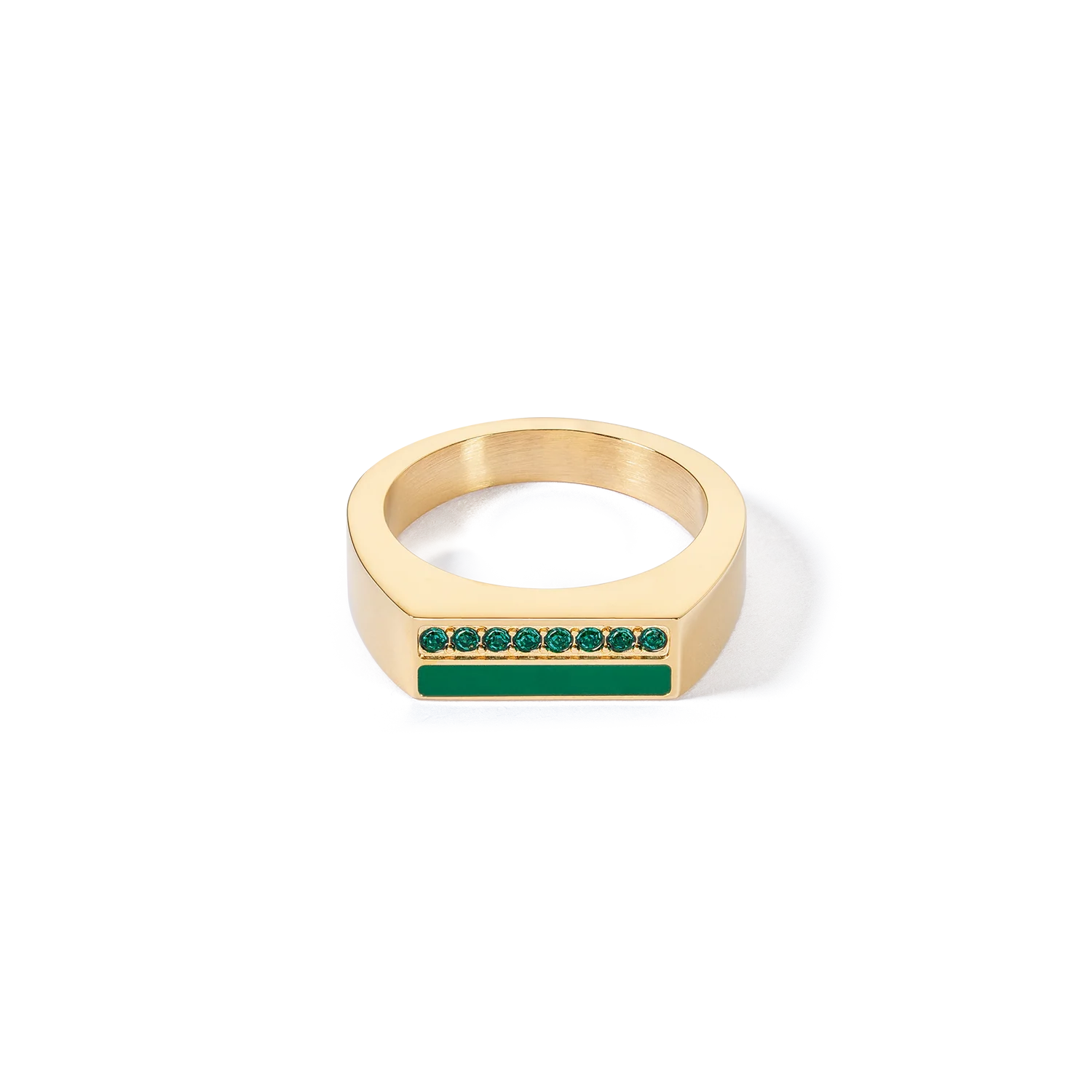 Ring Square Stripes Gold-Green