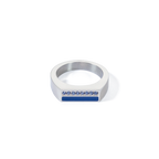 Ring Square Stripes Silver-Blue