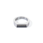 Ring Square Stripes Silver-Black