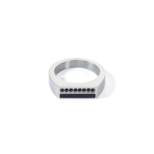 Load image into Gallery viewer, Ring Square Stripes Silver-Black
