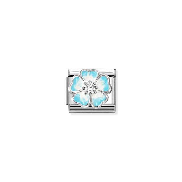 Nomination Silver and Blue Flower Fade Charm