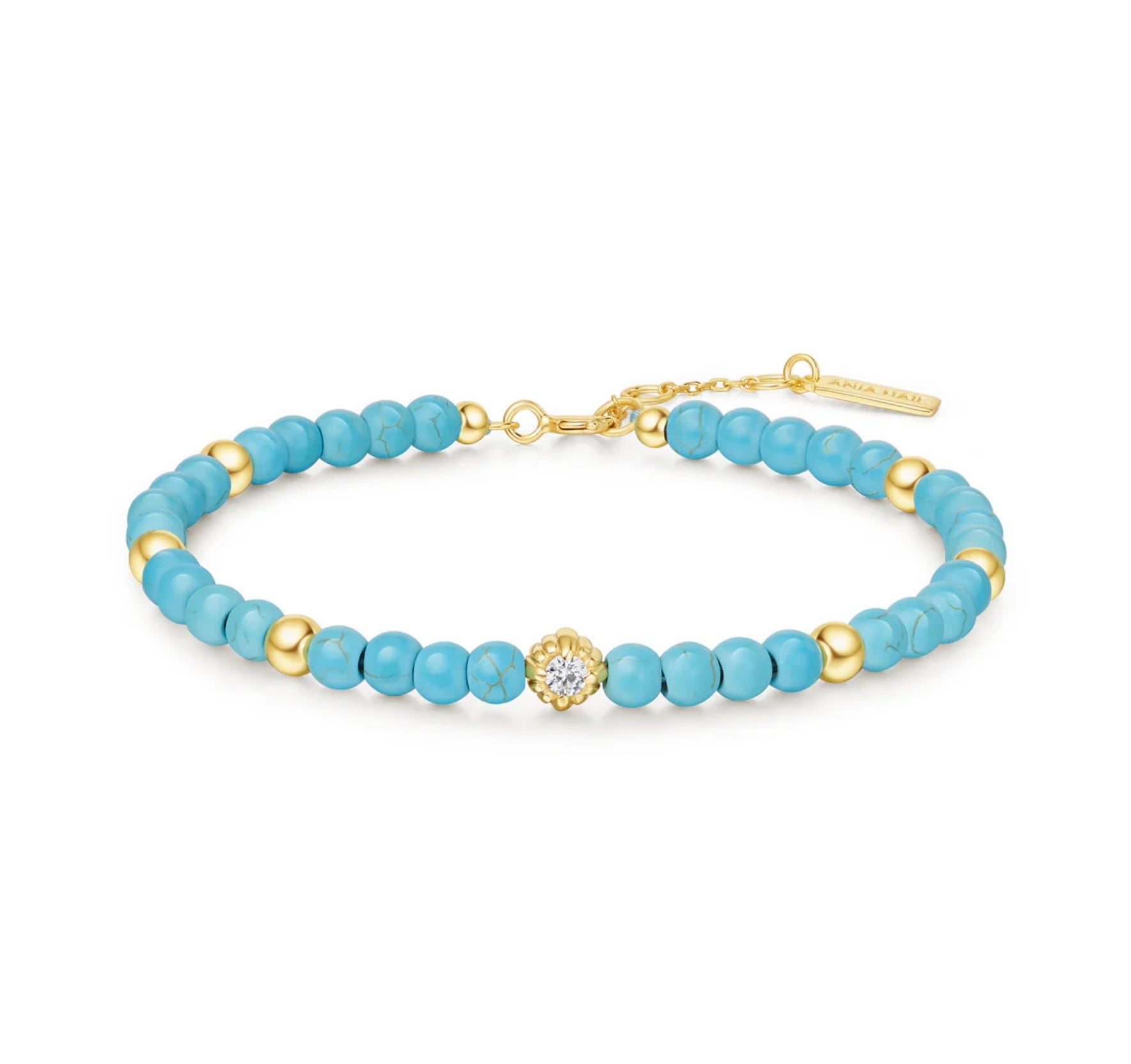 GOLD LAB CREATED TURQUOISE BRACELET