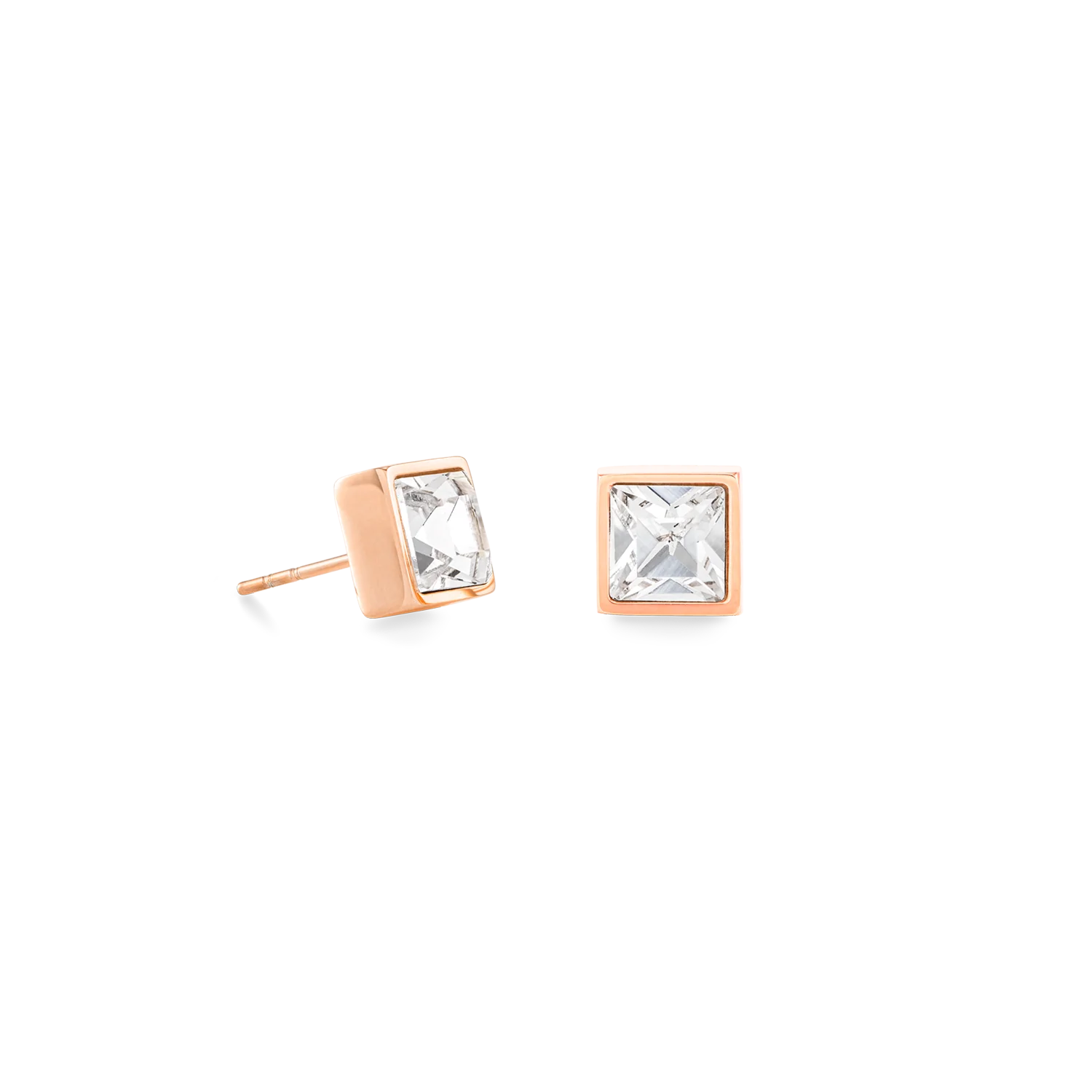 Brilliant Square big earrings rosé gold crystal