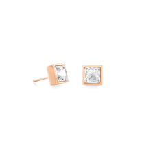 Load image into Gallery viewer, Brilliant Square big earrings rosé gold crystal
