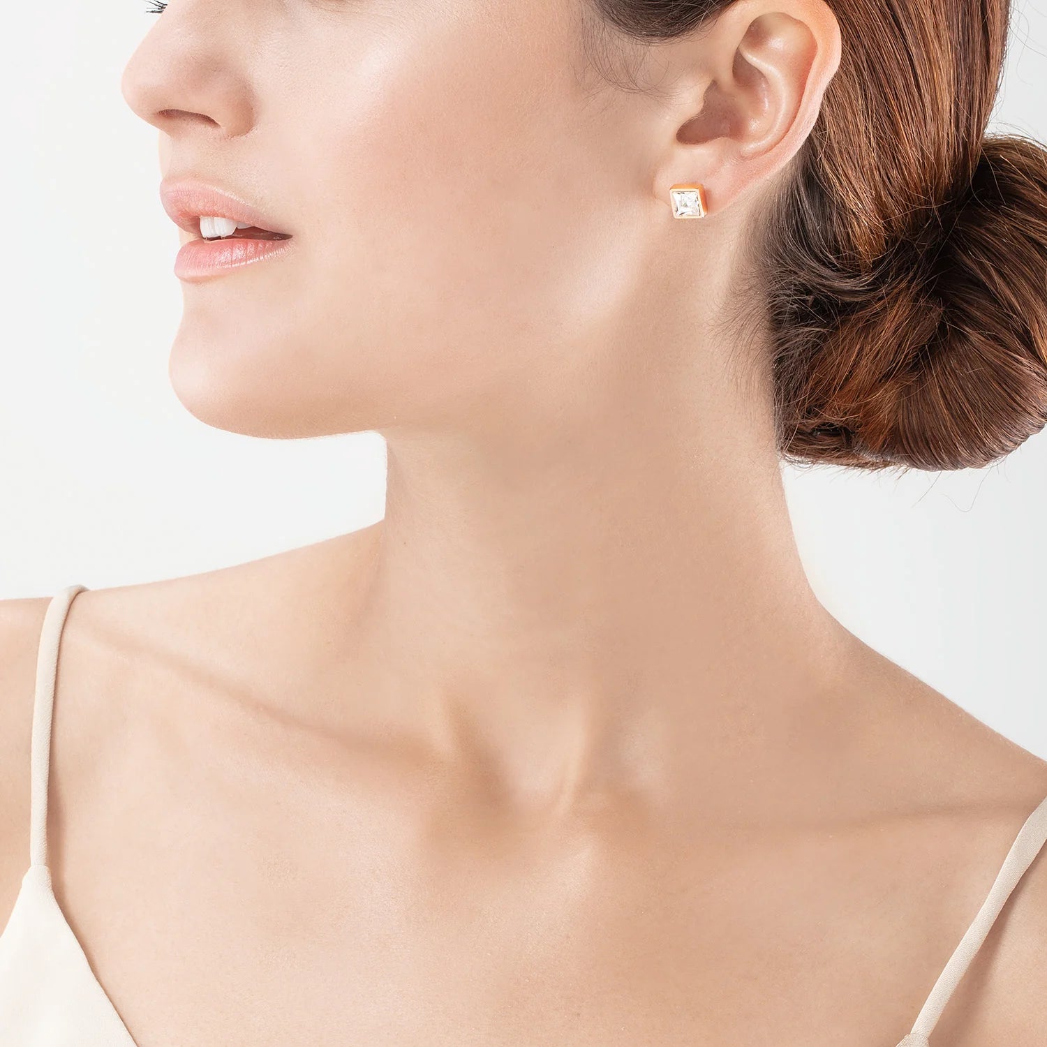 Brilliant Square big earrings rosé gold crystal