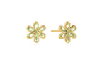 Gold Mint Green Floral Stud Earrings