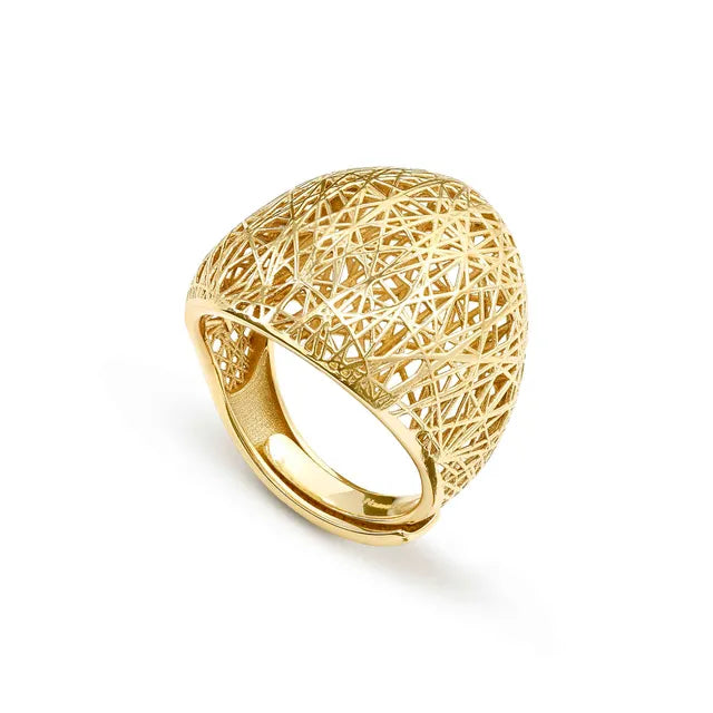 Leaf of Light Gold Lattice Wide Ring