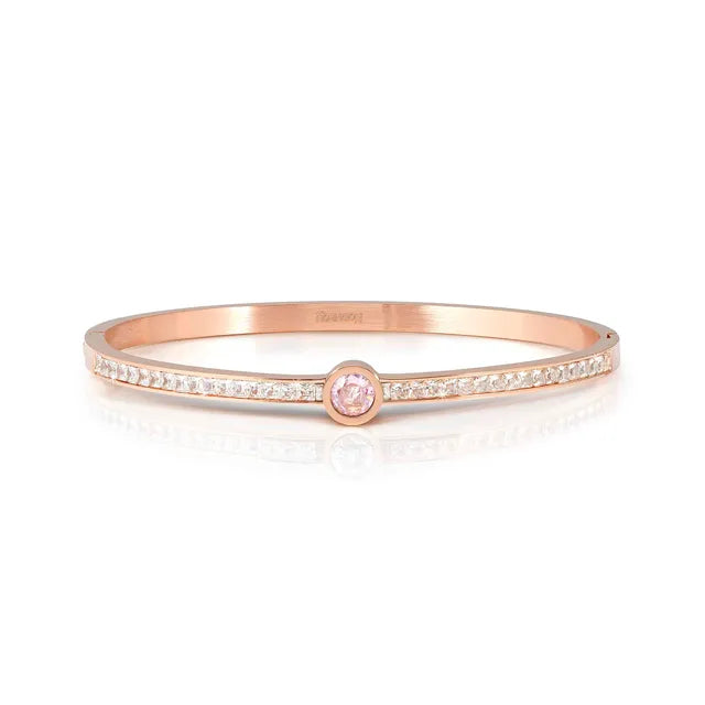 PRETTY BANGLES New Edition Rose Gold with Pink Central Pave Set CZ