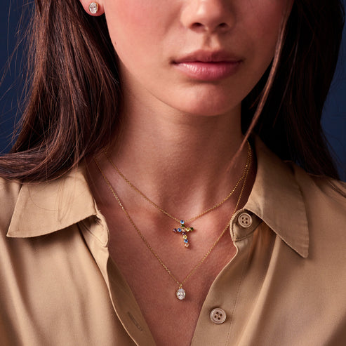 Gold White Earrings Ellisse Carezza