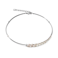 Load image into Gallery viewer, Necklace Asymmetry Freshwater Pearls &amp; Stainless Steel Silver
