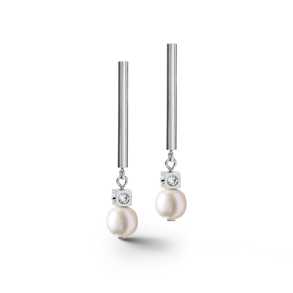 Stainless Steel Earrings Asymmetry Freshwater Pearls