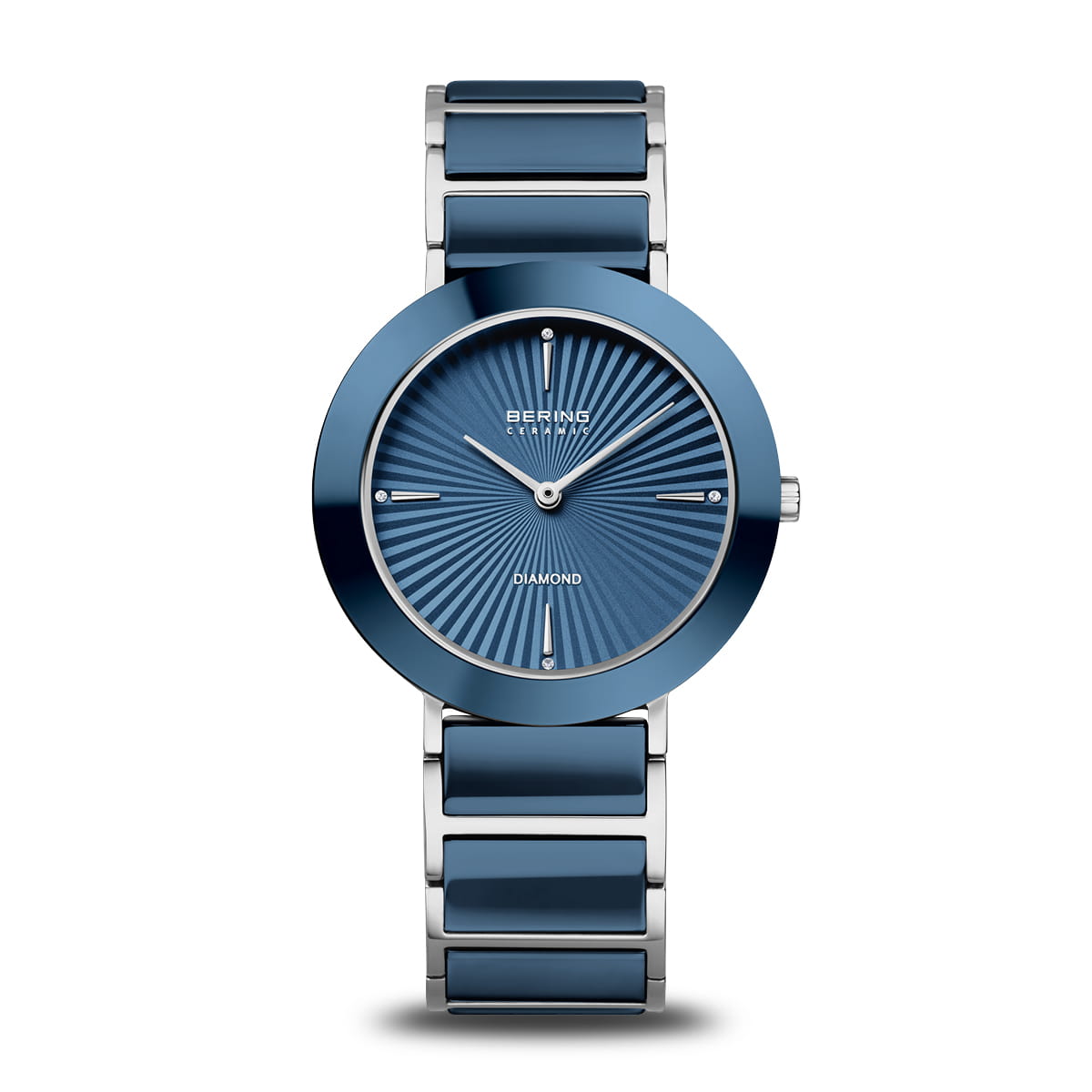 Bering Ladies Ceramic Navy Blue Diamond Watch 11435-707