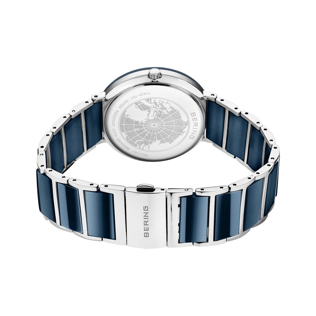 Bering Ladies Ceramic Navy Blue Diamond Watch 11435-707