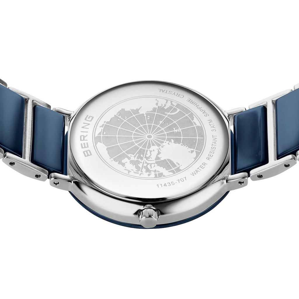 Bering Ladies Ceramic Navy Blue Diamond Watch 11435-707