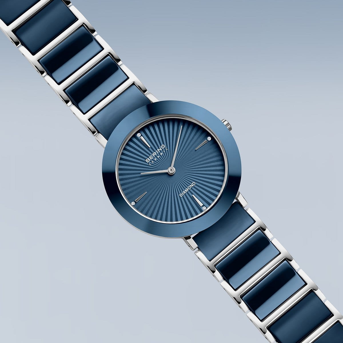 Bering Ladies Ceramic Navy Blue Diamond Watch 11435-707