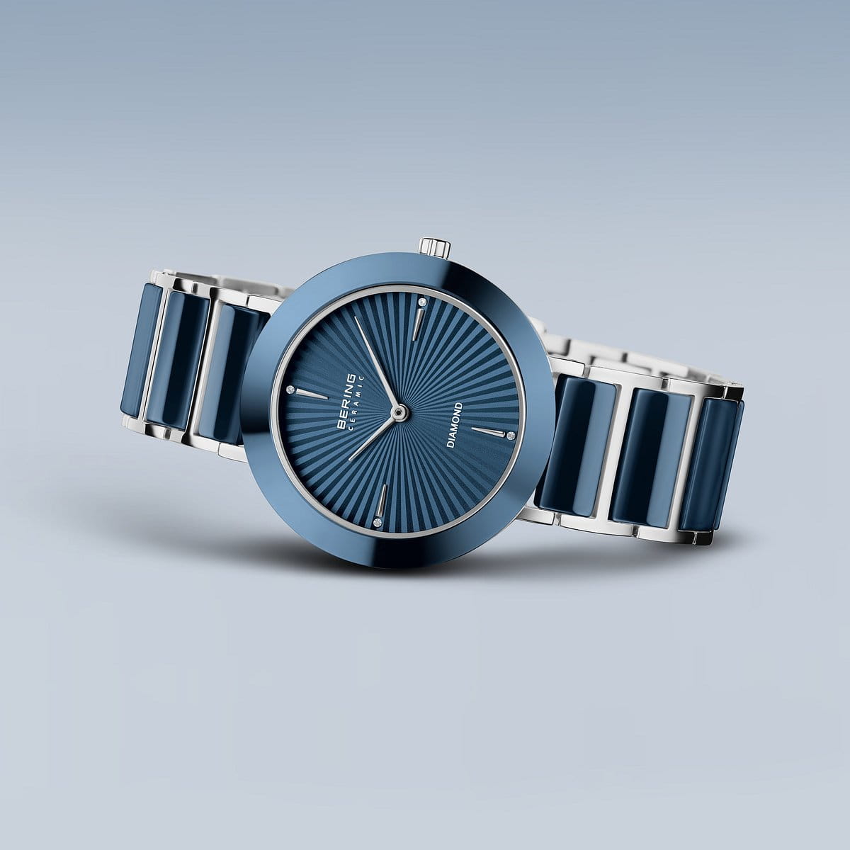 Bering Ladies Ceramic Navy Blue Diamond Watch 11435-707