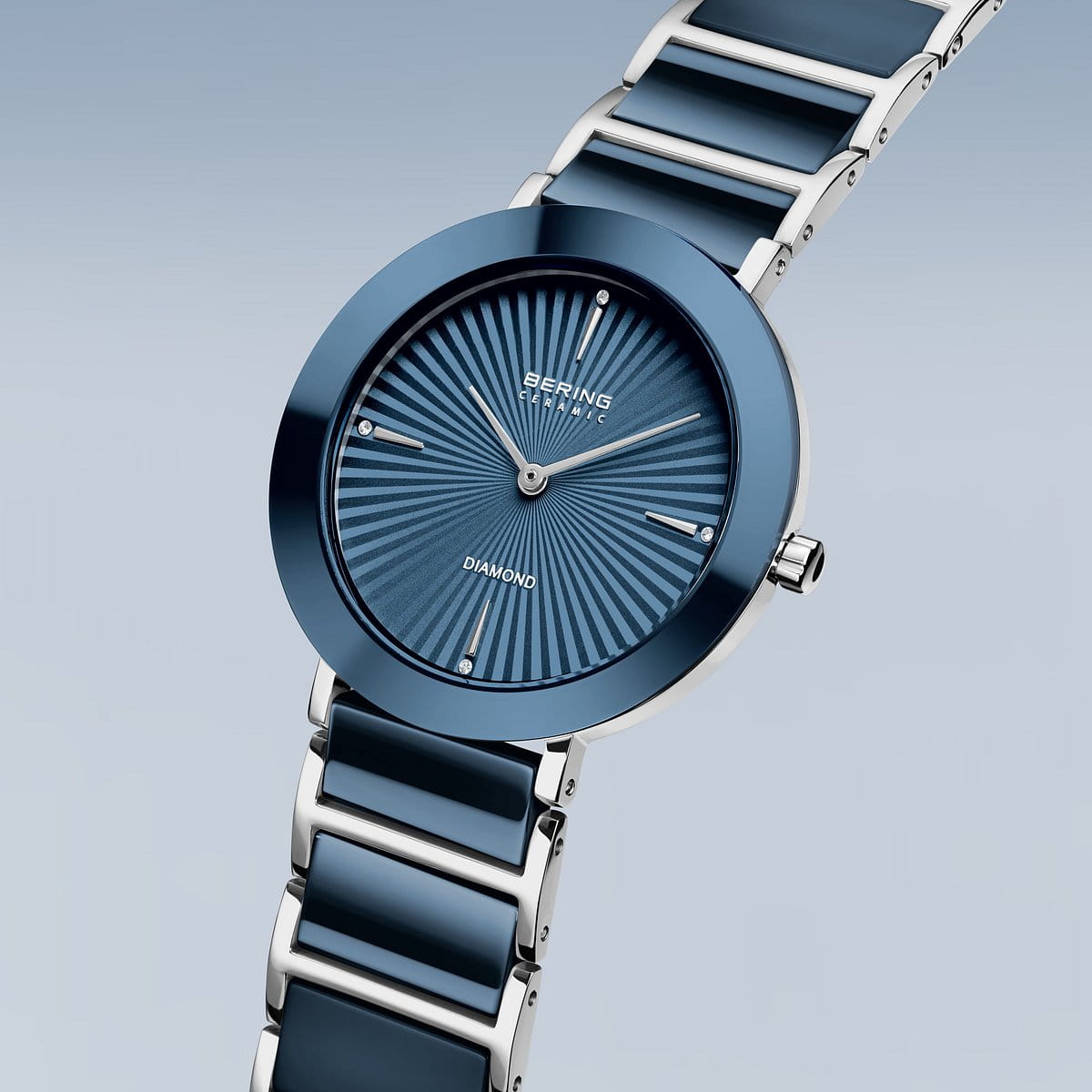 Bering Ladies Ceramic Navy Blue Diamond Watch 11435-707