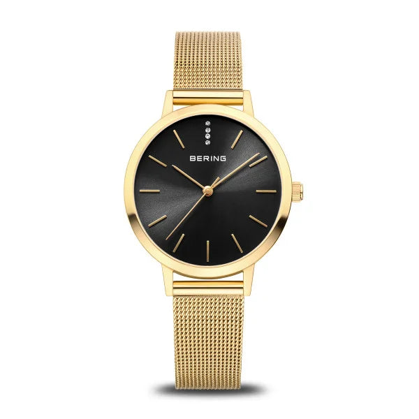 BERING Gold and Black Diamond Watch 13434-332