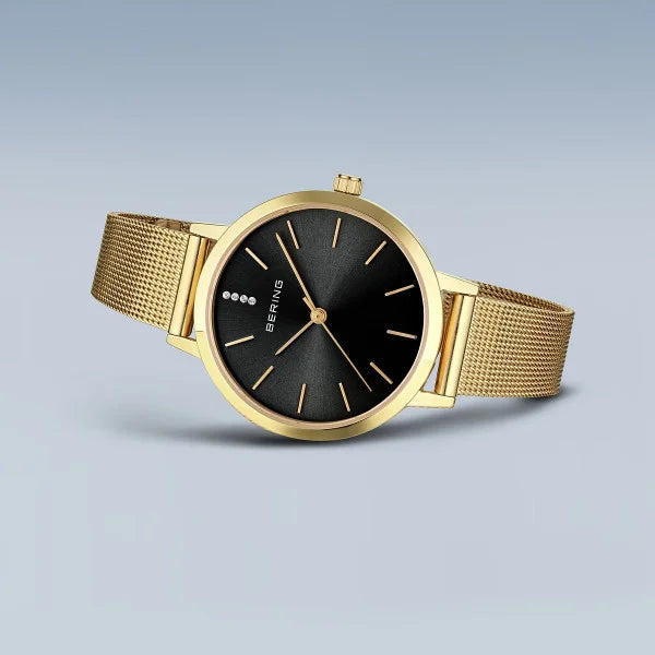 BERING Gold and Black Diamond Watch 13434-332