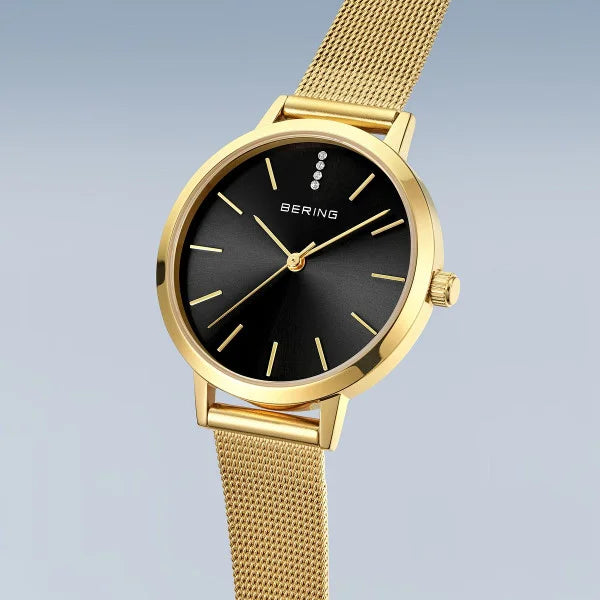 BERING Gold and Black Diamond Watch 13434-332