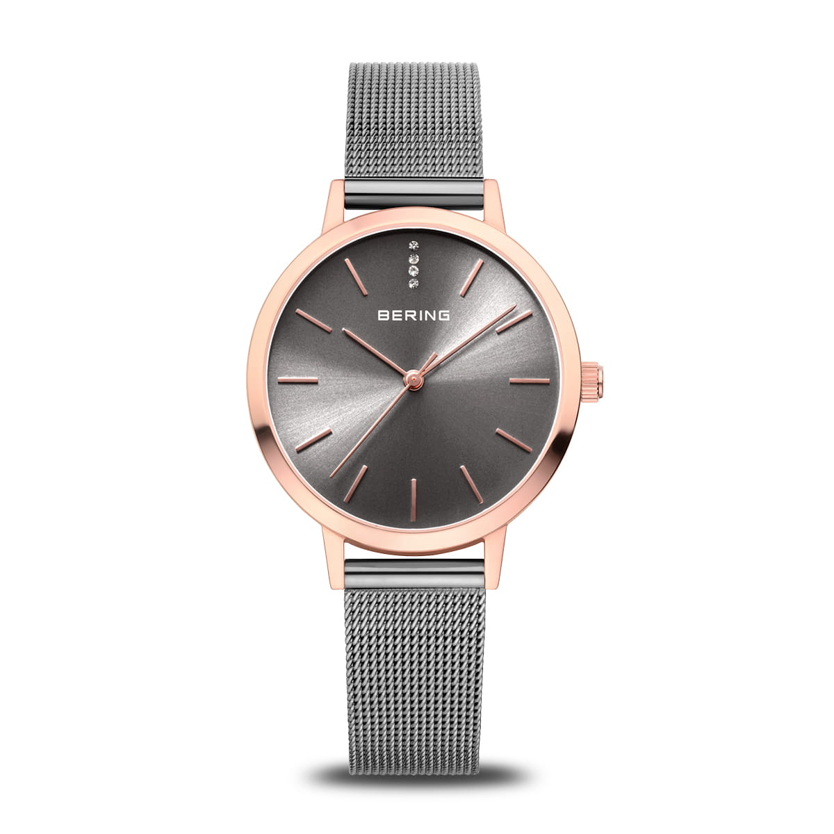 BERING Grey and Rose Diamond Watch 13434-369