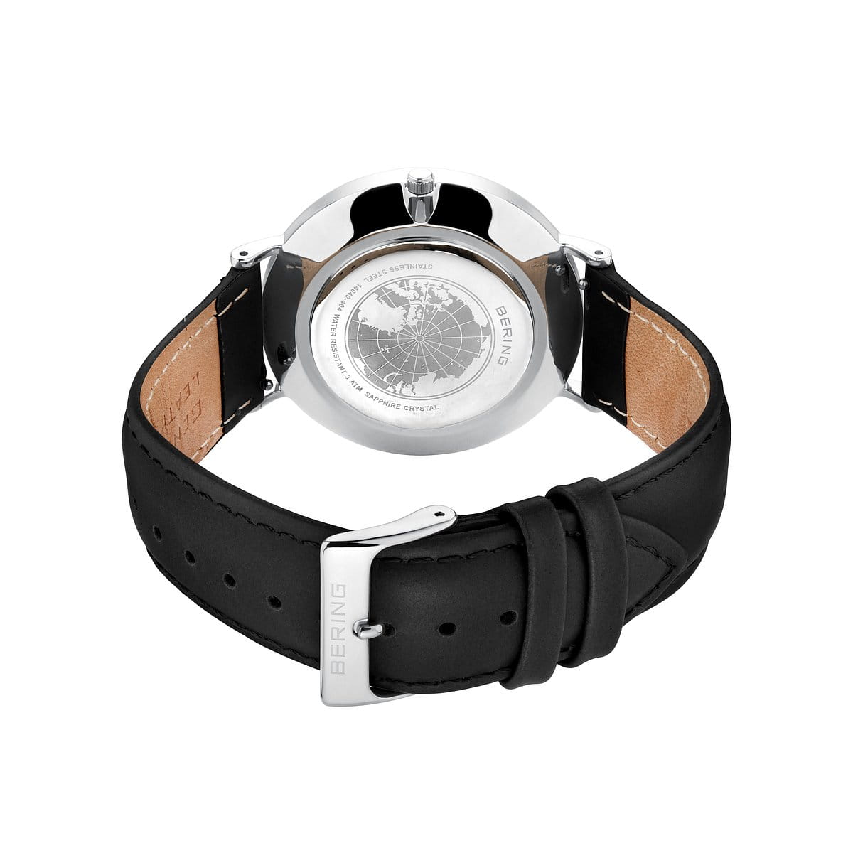 BERING White Dial, Sub-Seconds, Leather Strap Watch 14040-404